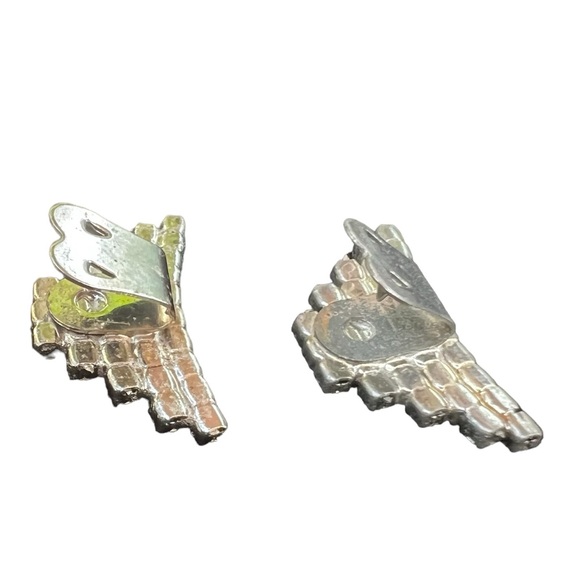 Pair of Vintage Estate Silver Tone & Rhinestone Shoe Clips D&E Juliana Style - Picture 7 of 9